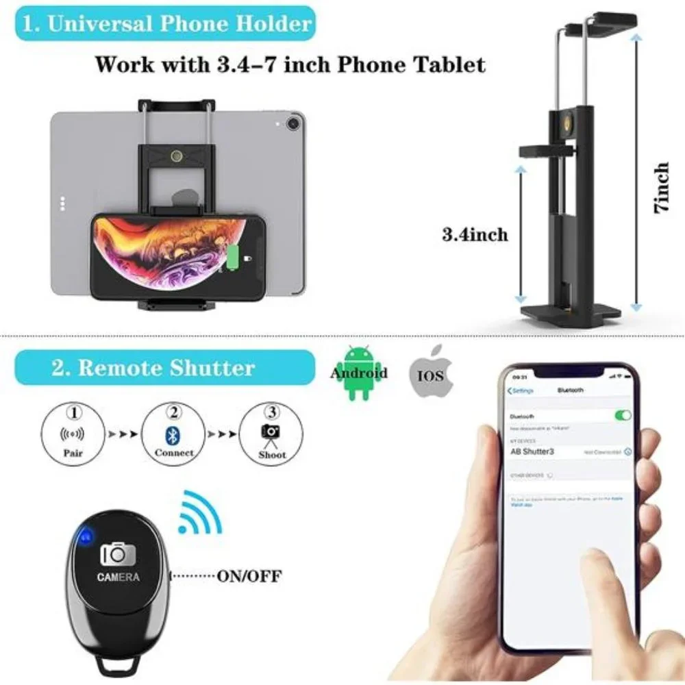 60'' Camera Phone Tripod Stand Compatible with Canon Nikon DSLR with Universal
